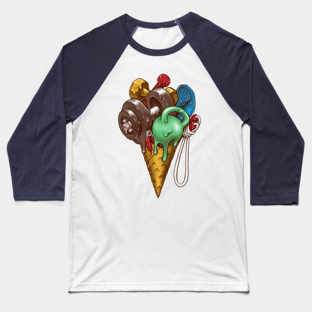 Ice Cream Workout Baseball T-Shirt by c0y0te7